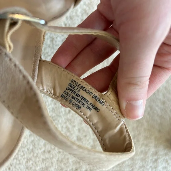 Lulu’s Beachy Dreams Natural Suede Espadrille Wedges Heels Size 7.5 - Picture 10 of 14